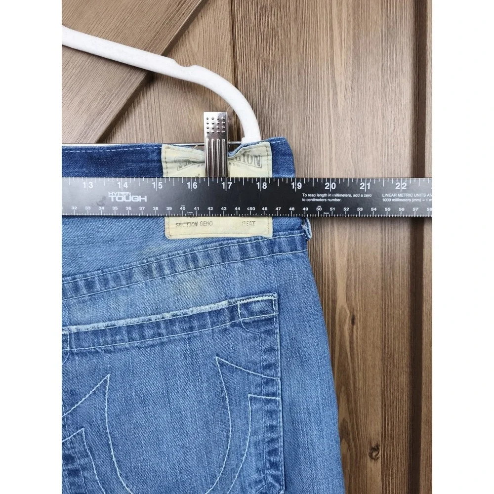 True Religion Mens 38x33‎ USA Made Button Fly Jeans Fade Wash Y2K Denim